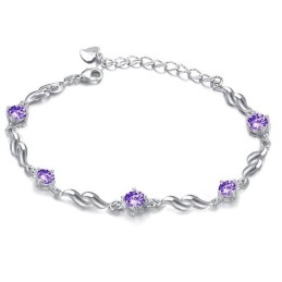 Quality And Quantity Assured Female Purple Platinum Plating Titanium Bracelet With Diamond