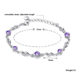 Quality And Quantity Assured Female Purple Platinum Plating Titanium Bracelet With Diamond