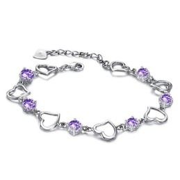 Reliable Quality Female Elegant Platinum Plating Titanium Bracelet With Purple Diamond