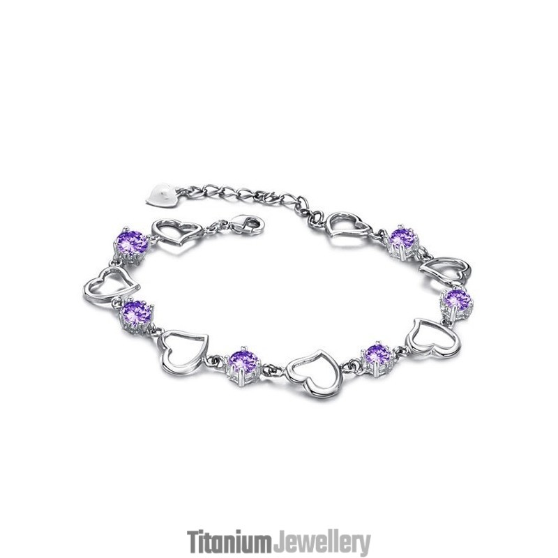Reliable Quality Female Elegant Platinum Plating Titanium Bracelet With Purple Diamond Reliable Quality Female Elegant Platinum Plating Titanium Bracelet With Purple Diamond