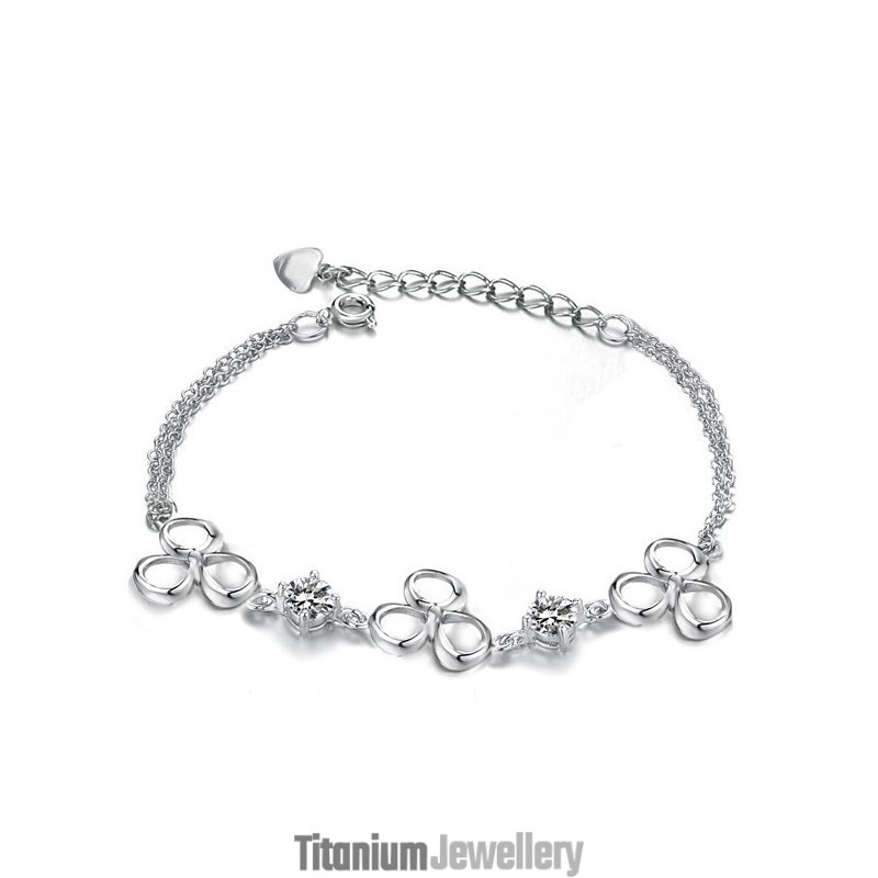 Superior Quality Female Platinum Plating Titanium Bracelet With Purple Crystal