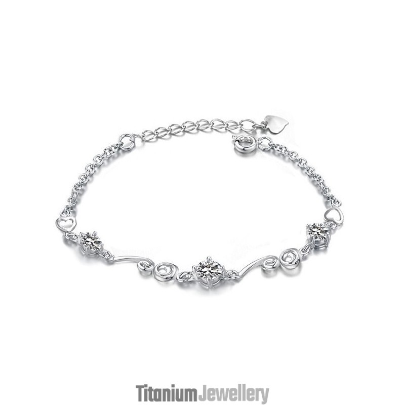 High Quality Female Purple Platinum Plating Titanium Bracelet With Diamond