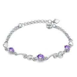 High Quality Female Purple Platinum Plating Titanium Bracelet With Diamond