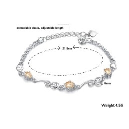High Quality Female Purple Platinum Plating Titanium Bracelet With Diamond