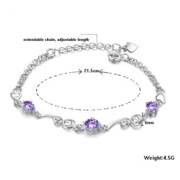 High Quality Female Purple Platinum Plating Titanium Bracelet With Diamond