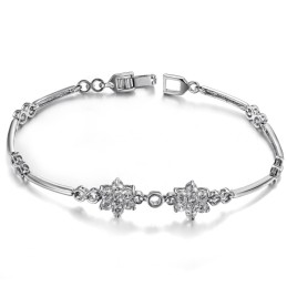 The Queen Of Quality Female Plum Flower Shape Platinum Plating Titanium Bracelet With Diamond