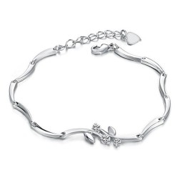 Reliable Quality Female Platinum Plating Titanium Bracelet With Rhinestone