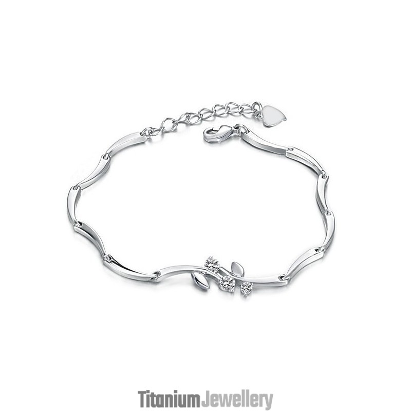 Reliable Quality Female Platinum Plating Titanium Bracelet With Rhinestone Reliable Quality Female Platinum Plating Titanium Bracelet With Rhinestone