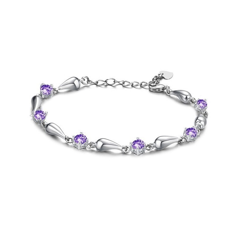 Durable In Use Female Purple Platinum Plating Titanium Bracelet With Diamond
