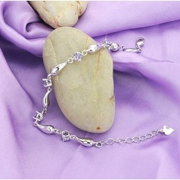 Durable In Use Female Purple Platinum Plating Titanium Bracelet With Diamond