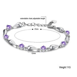 Durable In Use Female Purple Platinum Plating Titanium Bracelet With Diamond
