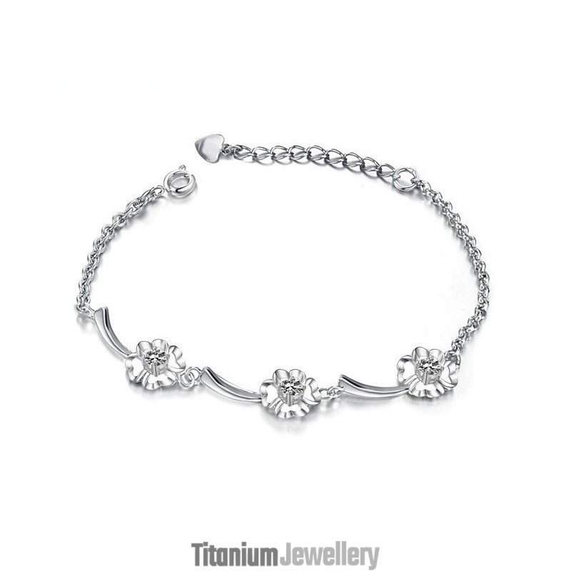 Dependable Performance Female Clover Shape Platinum Plating Titanium Bracelet With Diamond Dependable Performance Female Clover Shape Platinum Plating Titanium Bracelet With Diamond