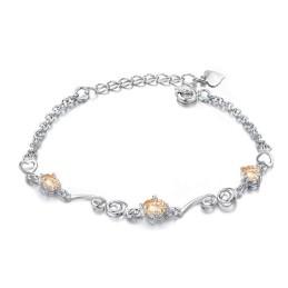 Quality And Quantity Assured Female Platinum Plating Titanium Bracelet With Rhinestone