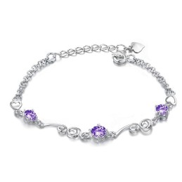 Quality And Quantity Assured Female Platinum Plating Titanium Bracelet With Rhinestone
