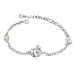 Reliable Reputation Female Hollow Platinum Plating Titanium Bracelet With Rhinestone