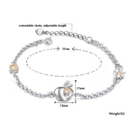 Reliable Reputation Female Hollow Platinum Plating Titanium Bracelet With Rhinestone