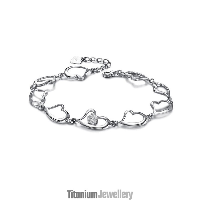 Quality And Quantity Assured Female Sweetheart Platinum Plating Titanium Bracelet With Diamond