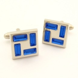 New Style Titanium Cufflinks With Blue Crystals