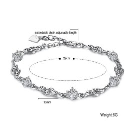 Superior Quality Female Hollow Platinum Plating Titanium Bracelet With Rhinestone