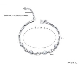 The Queen Of Quality Female Platinum Plating Titanium Bracelet With Rhinestone