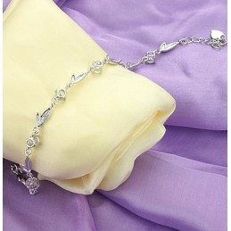 Well-Known For Its Fine Quality Female Leaf Shape Platinum Plating Titanium Bracelet With Rhinestone