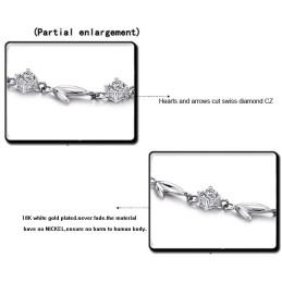 Well-Known For Its Fine Quality Female Leaf Shape Platinum Plating Titanium Bracelet With Rhinestone