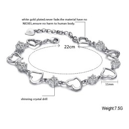 The Queen Of Quality Female Sweetheart Platinum Plating Titanium Bracelet With Diamond