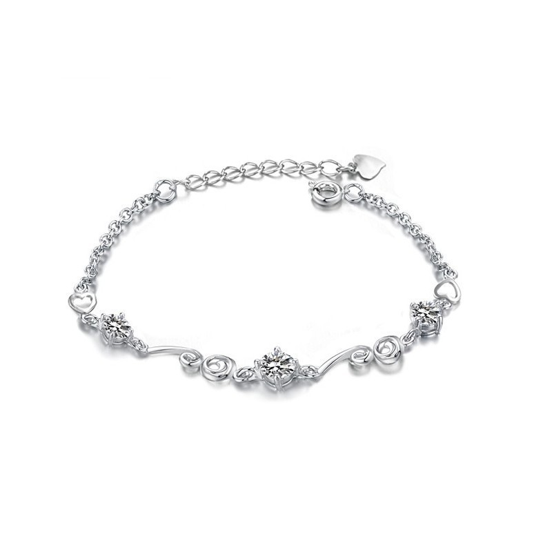 Stable Quality Female Platinum Plating Titanium Bracelet With Rhinestone