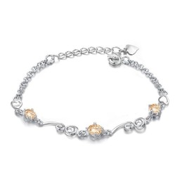 Stable Quality Female Platinum Plating Titanium Bracelet With Rhinestone