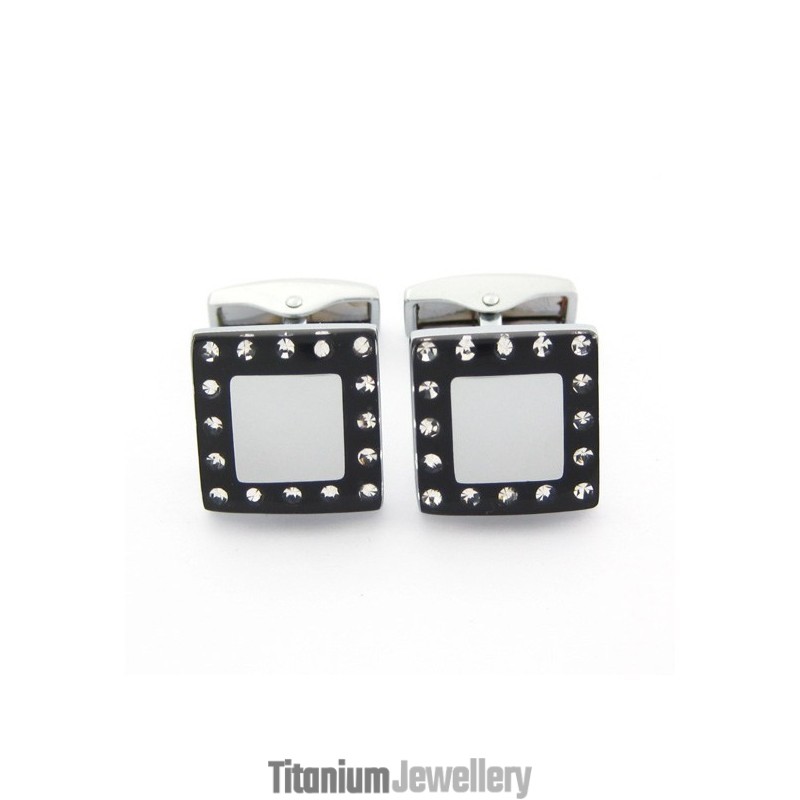 Titanium And Black Ip Plated Cufflinks With Diamonds Titanium And Black Ip Plated Cufflinks With Diamonds