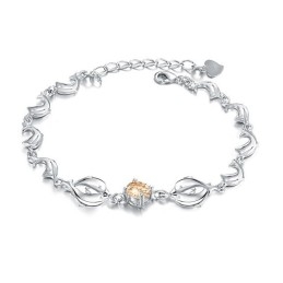 Durable In Use Female Dolphin Shape Platinum Plating Titanium Bracelet With Diamond