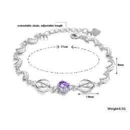 Durable In Use Female Dolphin Shape Platinum Plating Titanium Bracelet With Diamond