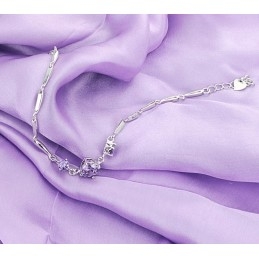 Stable Quality Female Purple Platinum Plating Titanium Bracelet With Diamond
