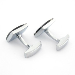Titanium And Black Ip Plated Cufflinks With Diamonds