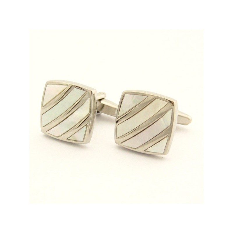 Titanium Ivory Diagonal Stripe Elegance Shell Cufflinks Titanium Ivory Diagonal Stripe Elegance Shell Cufflinks