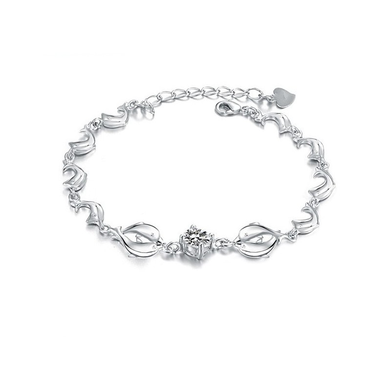 Reliable Quality Female Dolphin Shape Platinum Plating Titanium Bracelet With Diamond