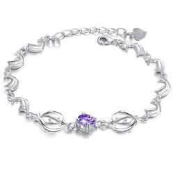 Reliable Quality Female Dolphin Shape Platinum Plating Titanium Bracelet With Diamond