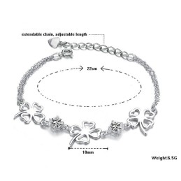 High Quality Female Clover Shape Platinum Plating Titanium Bracelet With Diamond
