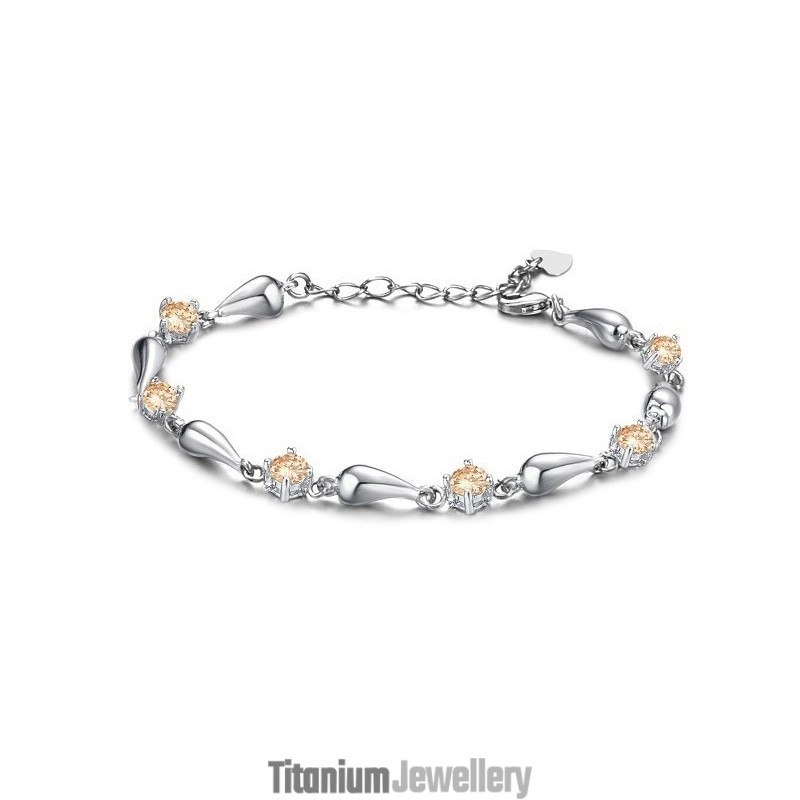 Excellent Quality Female Water Drop Platinum Plating Titanium Bracelet With Diamond Excellent Quality Female Water Drop Platinum Plating Titanium Bracelet With Diamond