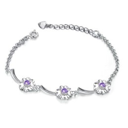 Durable In Use Female Clover Shape Platinum Plating Titanium Bracelet