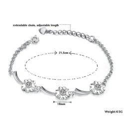 Durable In Use Female Clover Shape Platinum Plating Titanium Bracelet