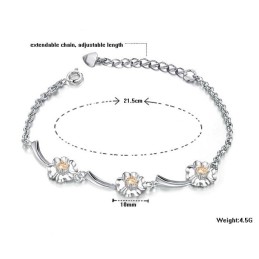 Durable In Use Female Clover Shape Platinum Plating Titanium Bracelet