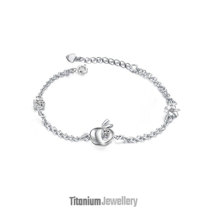 Complete In Specifications Female Apple Shape Platinum Plating Titanium Bracelet With Diamond Complete In Specifications Female Apple Shape Platinum Plating Titanium Bracelet With Diamond