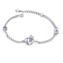 Complete In Specifications Female Apple Shape Platinum Plating Titanium Bracelet With Diamond