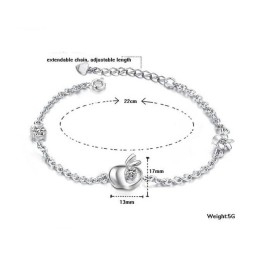 Complete In Specifications Female Apple Shape Platinum Plating Titanium Bracelet With Diamond