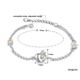 Complete In Specifications Female Apple Shape Platinum Plating Titanium Bracelet With Diamond