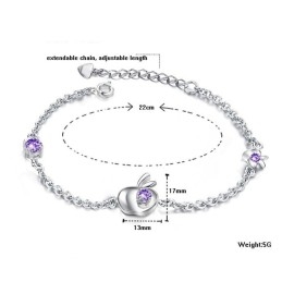 Complete In Specifications Female Apple Shape Platinum Plating Titanium Bracelet With Diamond
