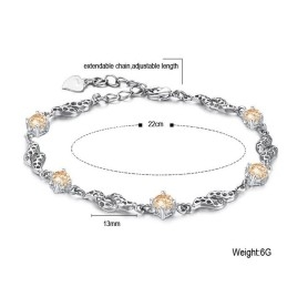 High Quality Female Hollow Platinum Plating Titanium Bracelet With Diamond