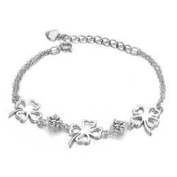 Excellent Quality Female Clover Shape Platinum Plating Titanium Bracelet