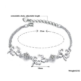 Excellent Quality Female Clover Shape Platinum Plating Titanium Bracelet